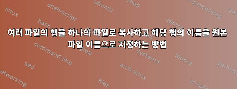 여러 파일의 행을 하나의 파일로 복사하고 해당 행의 이름을 원본 파일 이름으로 지정하는 방법