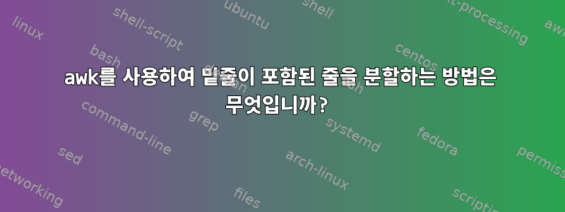 awk를 사용하여 밑줄이 포함된 줄을 분할하는 방법은 무엇입니까?