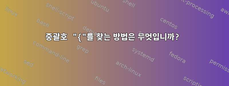 중괄호 "{"를 찾는 방법은 무엇입니까?