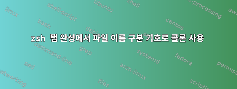 zsh 탭 완성에서 파일 이름 구분 기호로 콜론 사용