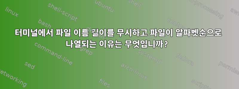 터미널에서 파일 이름 길이를 무시하고 파일이 알파벳순으로 나열되는 이유는 무엇입니까?