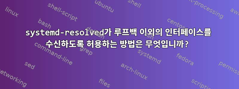 systemd-resolved가 루프백 이외의 인터페이스를 수신하도록 허용하는 방법은 무엇입니까?