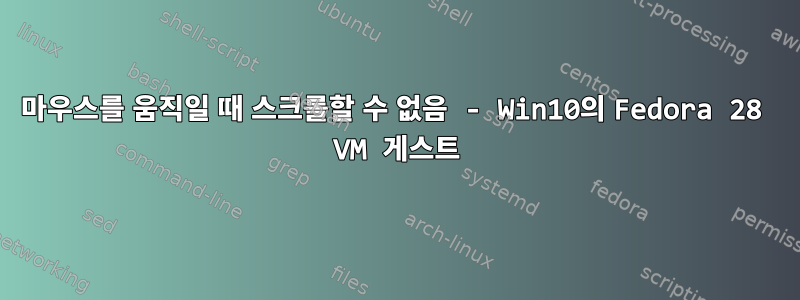 마우스를 움직일 때 스크롤할 수 없음 - Win10의 Fedora 28 VM 게스트