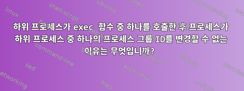 하위 프로세스가 exec 함수 중 하나를 호출한 후 프로세스가 하위 프로세스 중 하나의 프로세스 그룹 ID를 변경할 수 없는 이유는 무엇입니까?