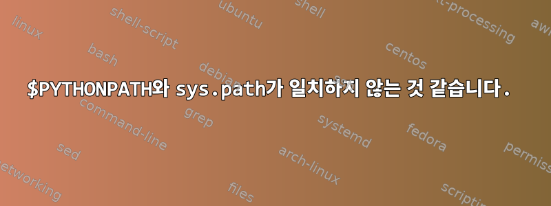 $PYTHONPATH와 sys.path가 일치하지 않는 것 같습니다.