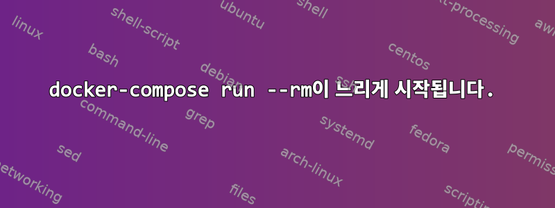 docker-compose run --rm이 느리게 시작됩니다.