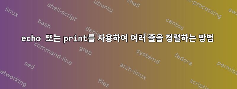 echo 또는 print를 사용하여 여러 줄을 정렬하는 방법