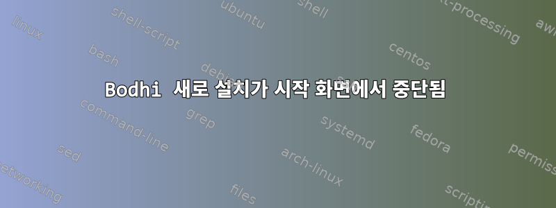 Bodhi 새로 설치가 시작 화면에서 중단됨