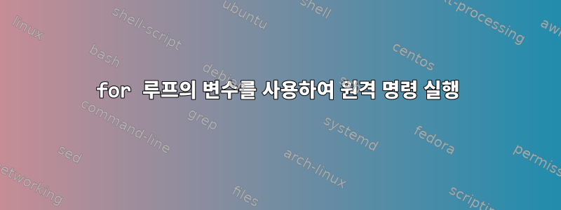 for 루프의 변수를 사용하여 원격 명령 실행