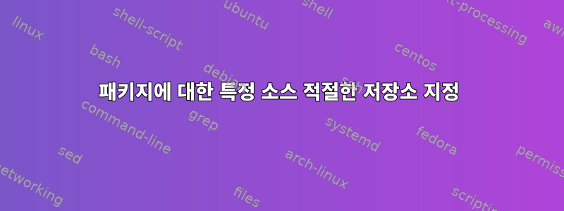 패키지에 대한 특정 소스 적절한 저장소 지정