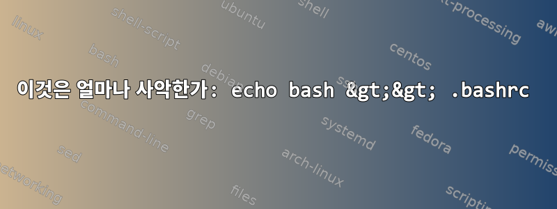 이것은 얼마나 사악한가: echo bash &gt;&gt; .bashrc