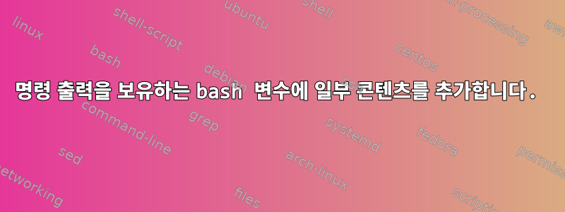 명령 출력을 보유하는 bash 변수에 일부 콘텐츠를 추가합니다.