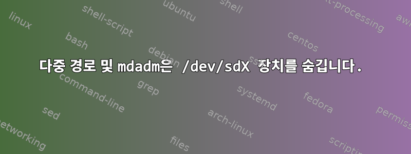 다중 경로 및 mdadm은 /dev/sdX 장치를 숨깁니다.