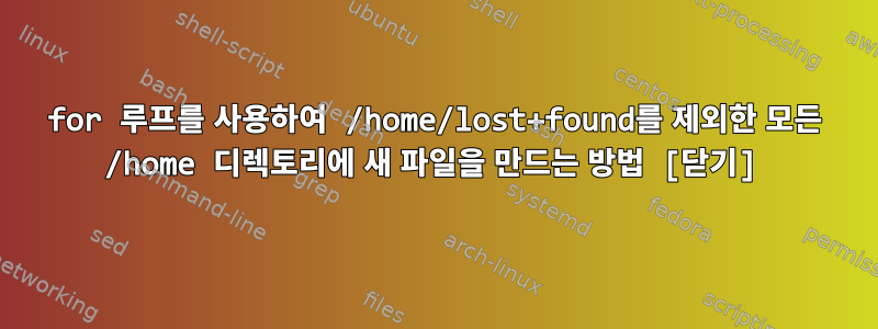 for 루프를 사용하여 /home/lost+found를 제외한 모든 /home 디렉토리에 새 파일을 만드는 방법 [닫기]