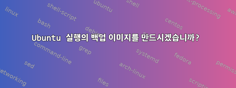 Ubuntu 실행의 백업 이미지를 만드시겠습니까?