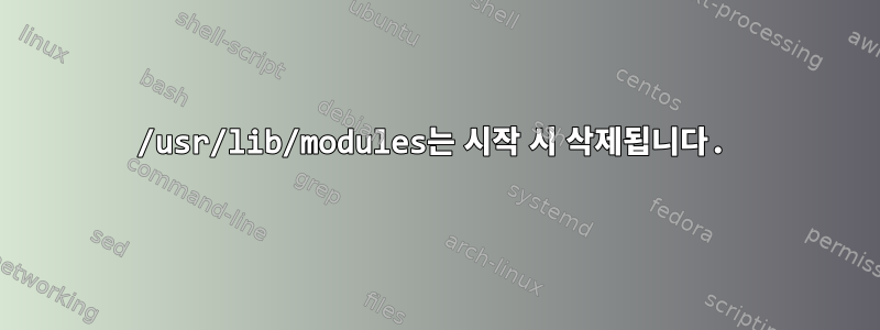 /usr/lib/modules는 시작 시 삭제됩니다.