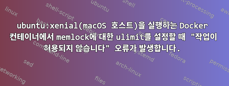 ubuntu:xenial(macOS 호스트)을 실행하는 Docker 컨테이너에서 memlock에 대한 ulimit를 설정할 때 "작업이 허용되지 않습니다" 오류가 발생합니다.