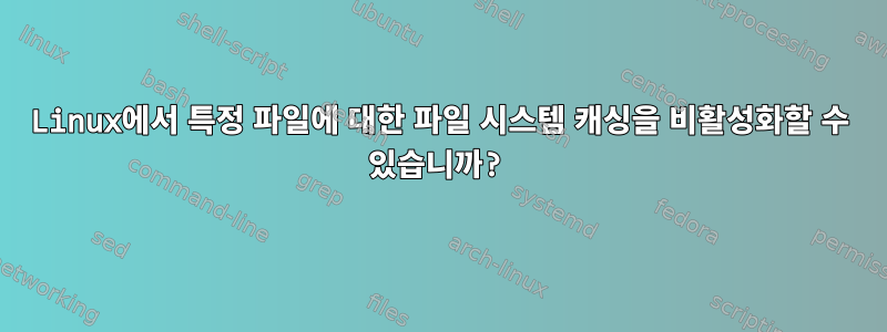 Linux에서 특정 파일에 대한 파일 시스템 캐싱을 비활성화할 수 있습니까?