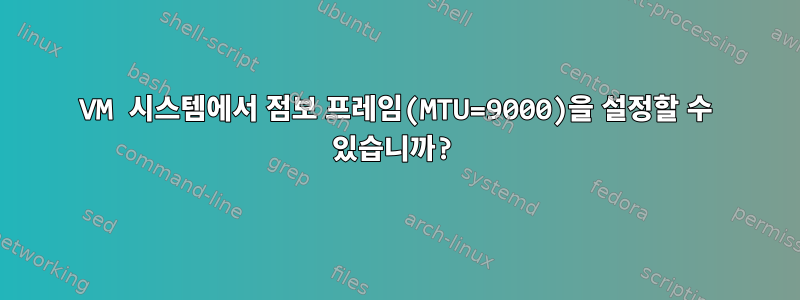 VM 시스템에서 점보 프레임(MTU=9000)을 설정할 수 있습니까?