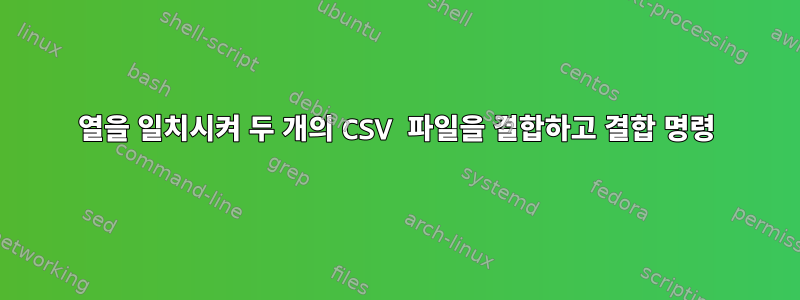 열을 일치시켜 두 개의 CSV 파일을 결합하고 결합 명령