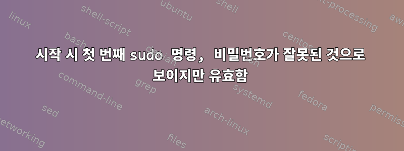 시작 시 첫 번째 sudo 명령, 비밀번호가 잘못된 것으로 보이지만 유효함