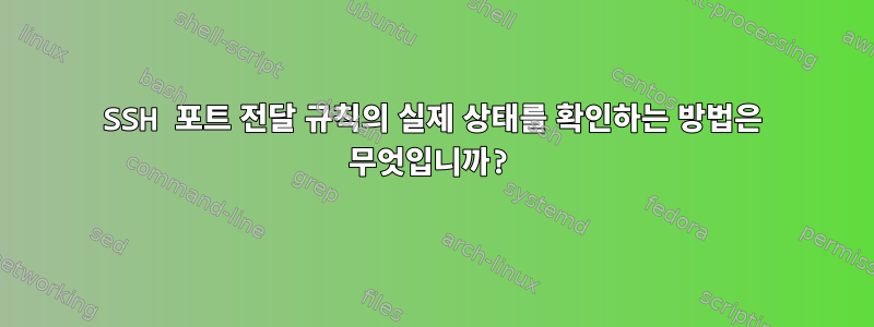 SSH 포트 전달 규칙의 실제 상태를 확인하는 방법은 무엇입니까?