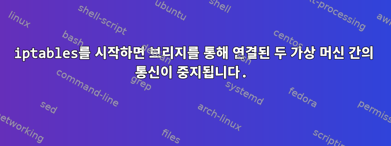 iptables를 시작하면 브리지를 통해 연결된 두 가상 머신 간의 통신이 중지됩니다.