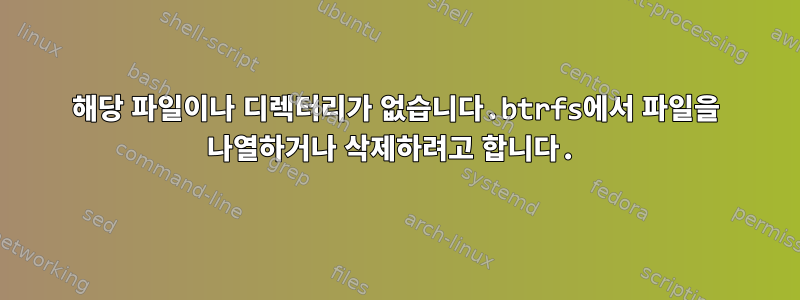 해당 파일이나 디렉터리가 없습니다.btrfs에서 파일을 나열하거나 삭제하려고 합니다.