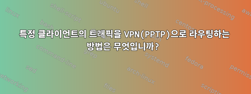 특정 클라이언트의 트래픽을 VPN(PPTP)으로 라우팅하는 방법은 무엇입니까?