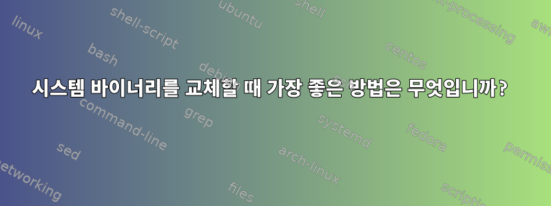 시스템 바이너리를 교체할 때 가장 좋은 방법은 무엇입니까?