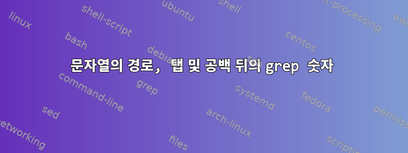 문자열의 경로, 탭 및 공백 뒤의 grep 숫자