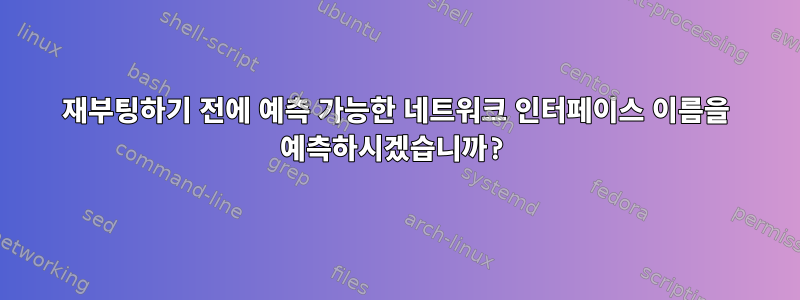 재부팅하기 전에 예측 가능한 네트워크 인터페이스 이름을 예측하시겠습니까?