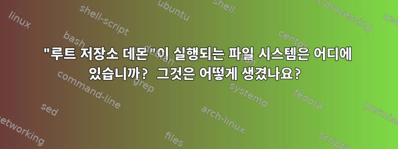 "루트 저장소 데몬"이 실행되는 파일 시스템은 어디에 있습니까? 그것은 어떻게 생겼나요?