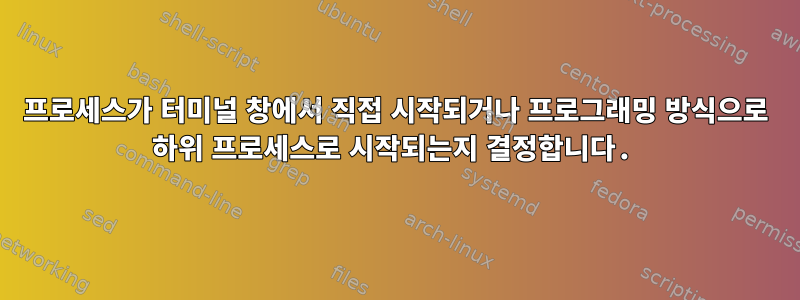 프로세스가 터미널 창에서 직접 시작되거나 프로그래밍 방식으로 하위 프로세스로 시작되는지 결정합니다.