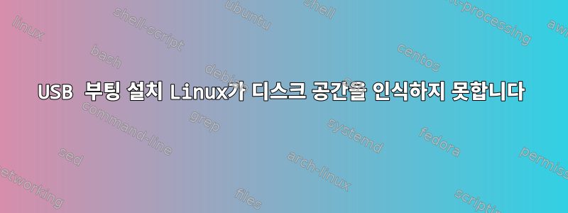 USB 부팅 설치 Linux가 디스크 공간을 인식하지 못합니다