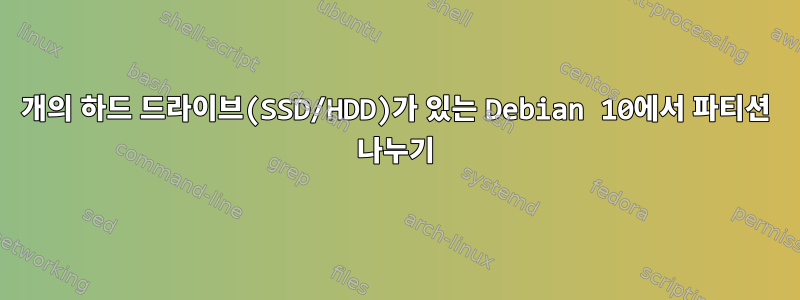 2개의 하드 드라이브(SSD/HDD)가 있는 Debian 10에서 파티션 나누기