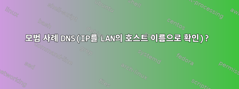 모범 사례 DNS(IP를 LAN의 호스트 이름으로 확인)?