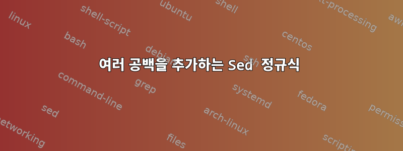 여러 공백을 추가하는 Sed 정규식