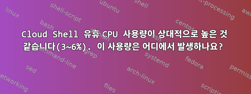 Cloud Shell 유휴 CPU 사용량이 상대적으로 높은 것 같습니다(3~6%). 이 사용량은 어디에서 발생하나요?