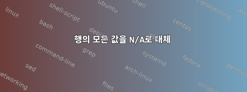 행의 모든 ​​값을 N/A로 대체