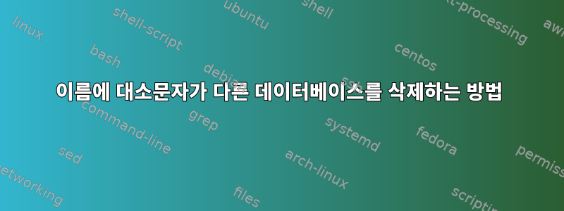 이름에 대소문자가 다른 데이터베이스를 삭제하는 방법