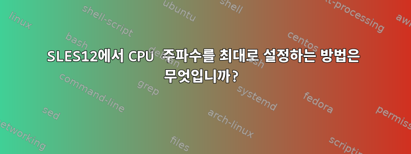 SLES12에서 CPU 주파수를 최대로 설정하는 방법은 무엇입니까?