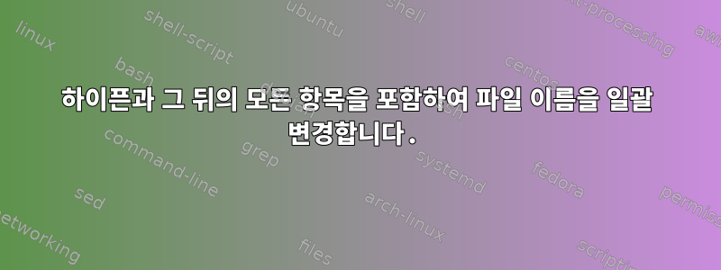 하이픈과 그 뒤의 모든 항목을 포함하여 파일 이름을 일괄 변경합니다.