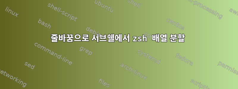 줄바꿈으로 서브쉘에서 zsh 배열 분할