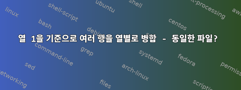 열 1을 기준으로 여러 행을 열별로 병합 - 동일한 파일?