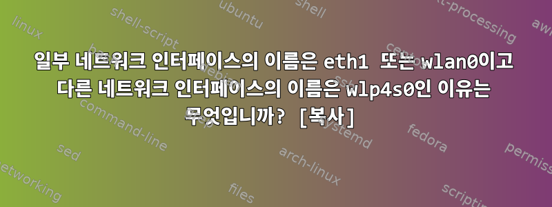 일부 네트워크 인터페이스의 이름은 eth1 또는 wlan0이고 다른 네트워크 인터페이스의 이름은 wlp4s0인 이유는 무엇입니까? [복사]