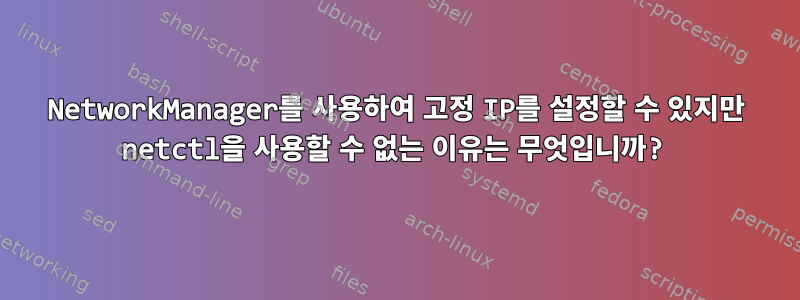 NetworkManager를 사용하여 고정 IP를 설정할 수 있지만 netctl을 사용할 수 없는 이유는 무엇입니까?