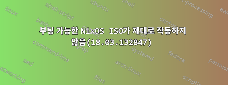 부팅 가능한 NixOS ISO가 제대로 작동하지 않음(18.03.132847)