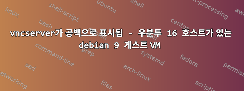 vncserver가 공백으로 표시됨 - 우분투 16 호스트가 있는 debian 9 게스트 VM