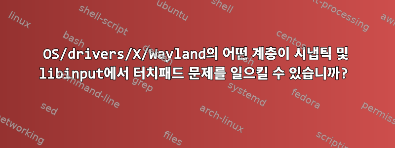 OS/drivers/X/Wayland의 어떤 계층이 시냅틱 및 libinput에서 터치패드 문제를 일으킬 수 있습니까?